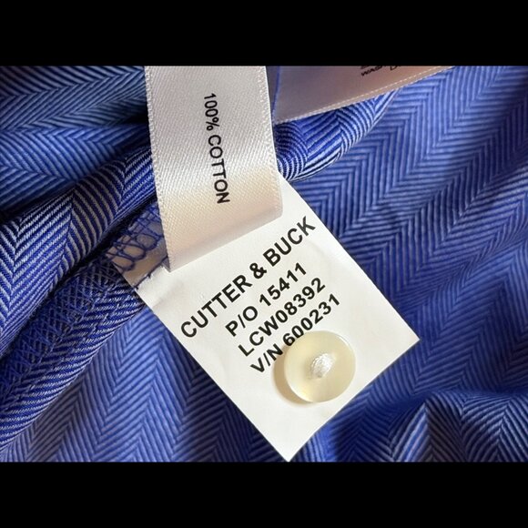 Cutter & Buck Shirt Small Womens Blue 100% Cotton Long Sleeve Woven Twill - Picture 9 of 9